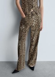 High-waisted straight-fit jeans with leopard print at Mango Outlet